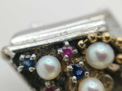 MIKIMOTO Pearl Diameter Approx. 3.4mm-3.8mm Colored Stone Pendant Top in 18K Gold 7.2g 