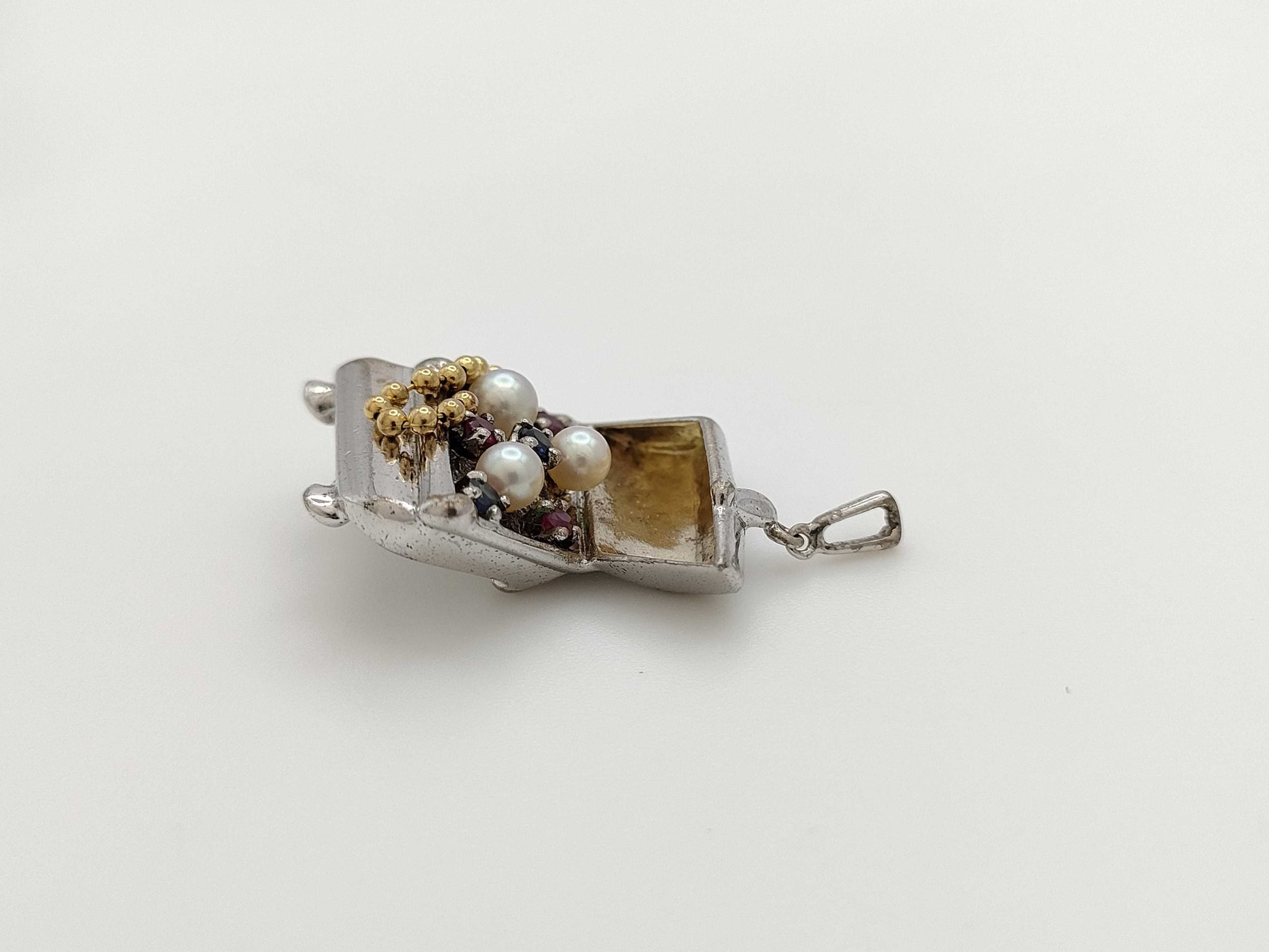 MIKIMOTO Pearl Diameter Approx. 3.4mm-3.8mm Colored Stone Pendant Top in 18K Gold 7.2g 