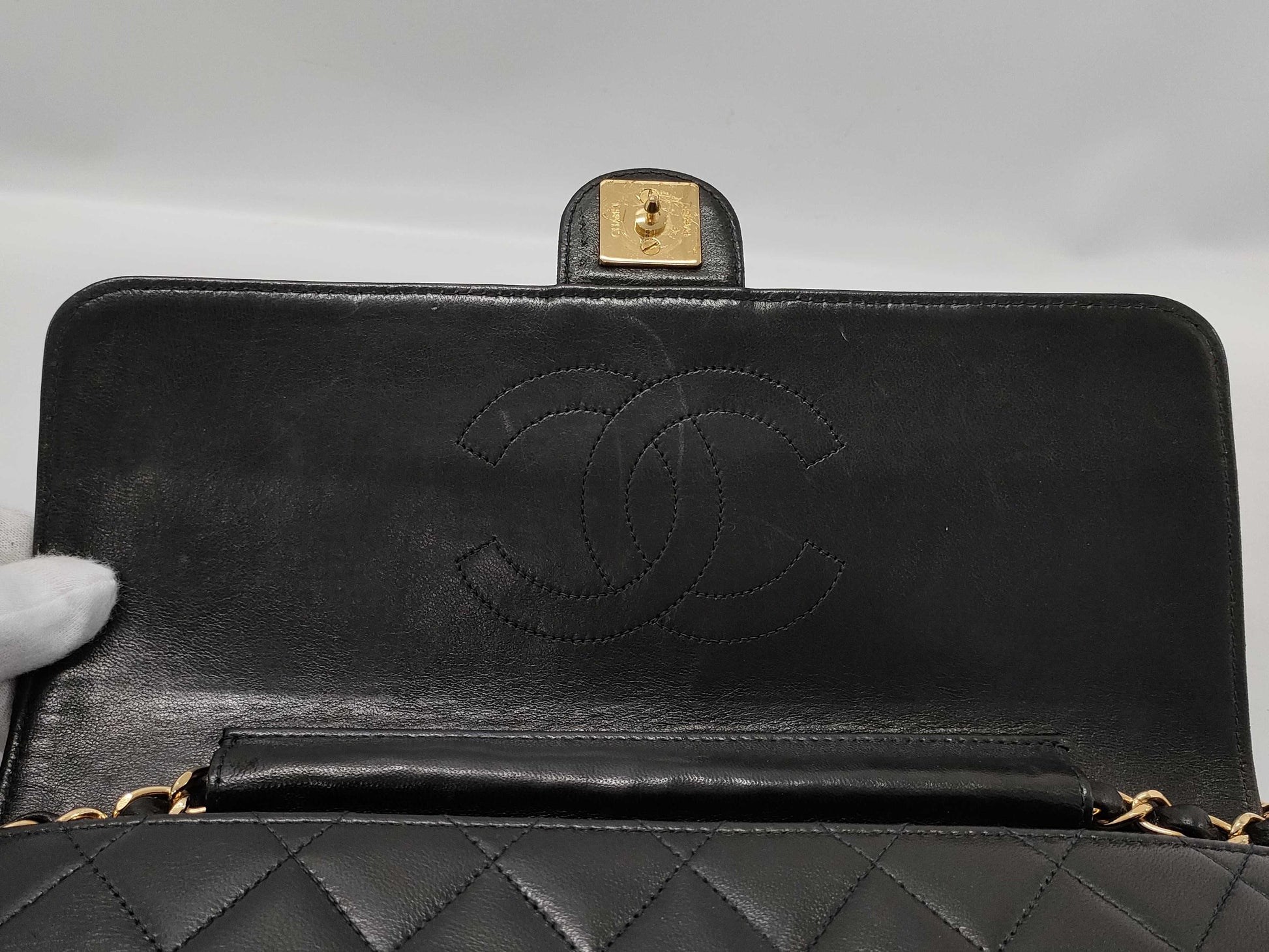 CHANEL Matelasse Push Lock Shoulder Bag with Card Seal