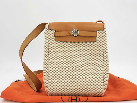 HERMES HERMES/Hermès Airbag TPM Toile H Beige Shoulder Bag Shoulder Bag