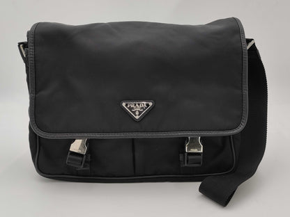 PRADA Prada Nylon and Leather Shoulder Messenger Bag