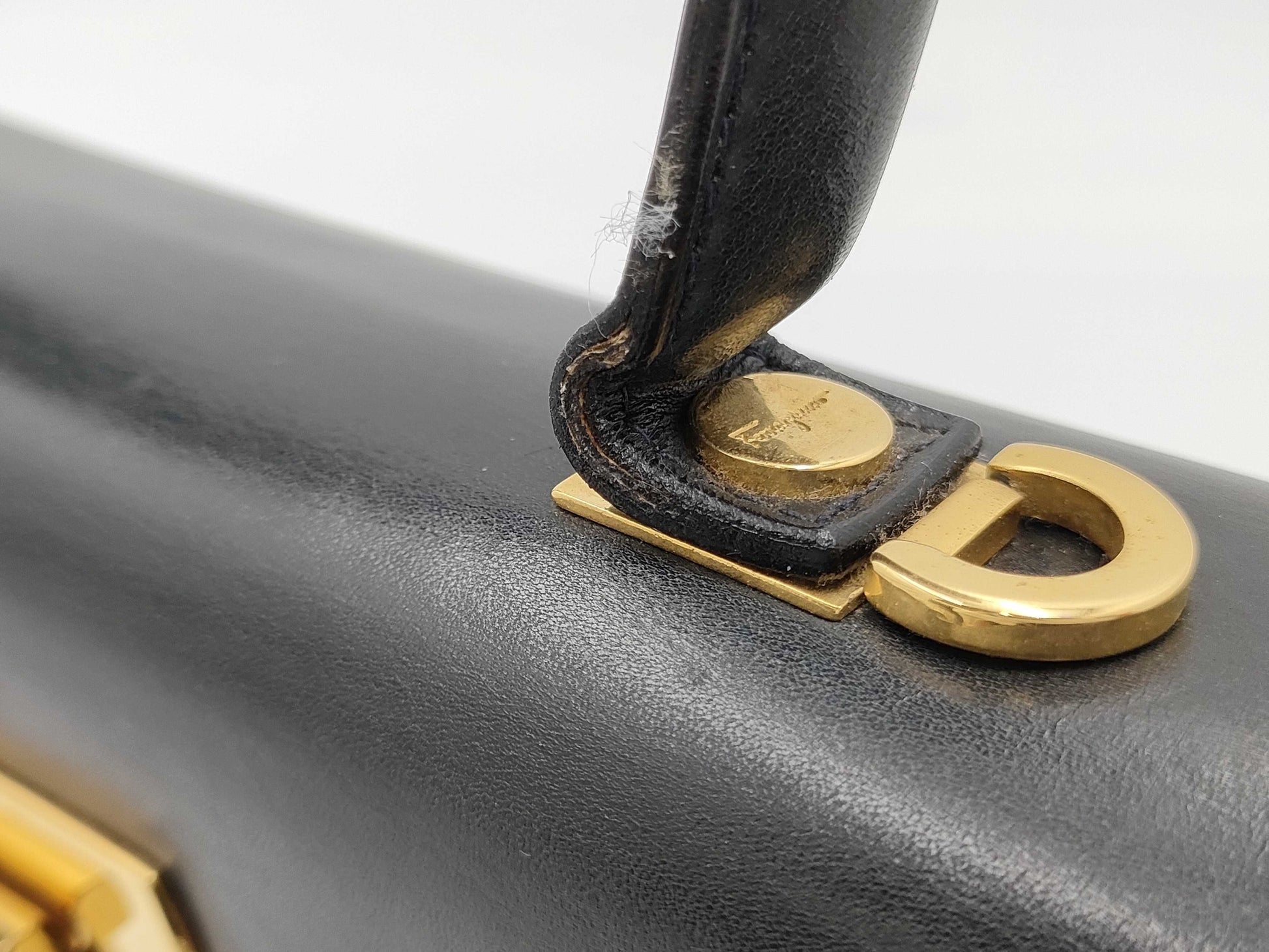Salvatore Ferragamo Gancini black leather handbag