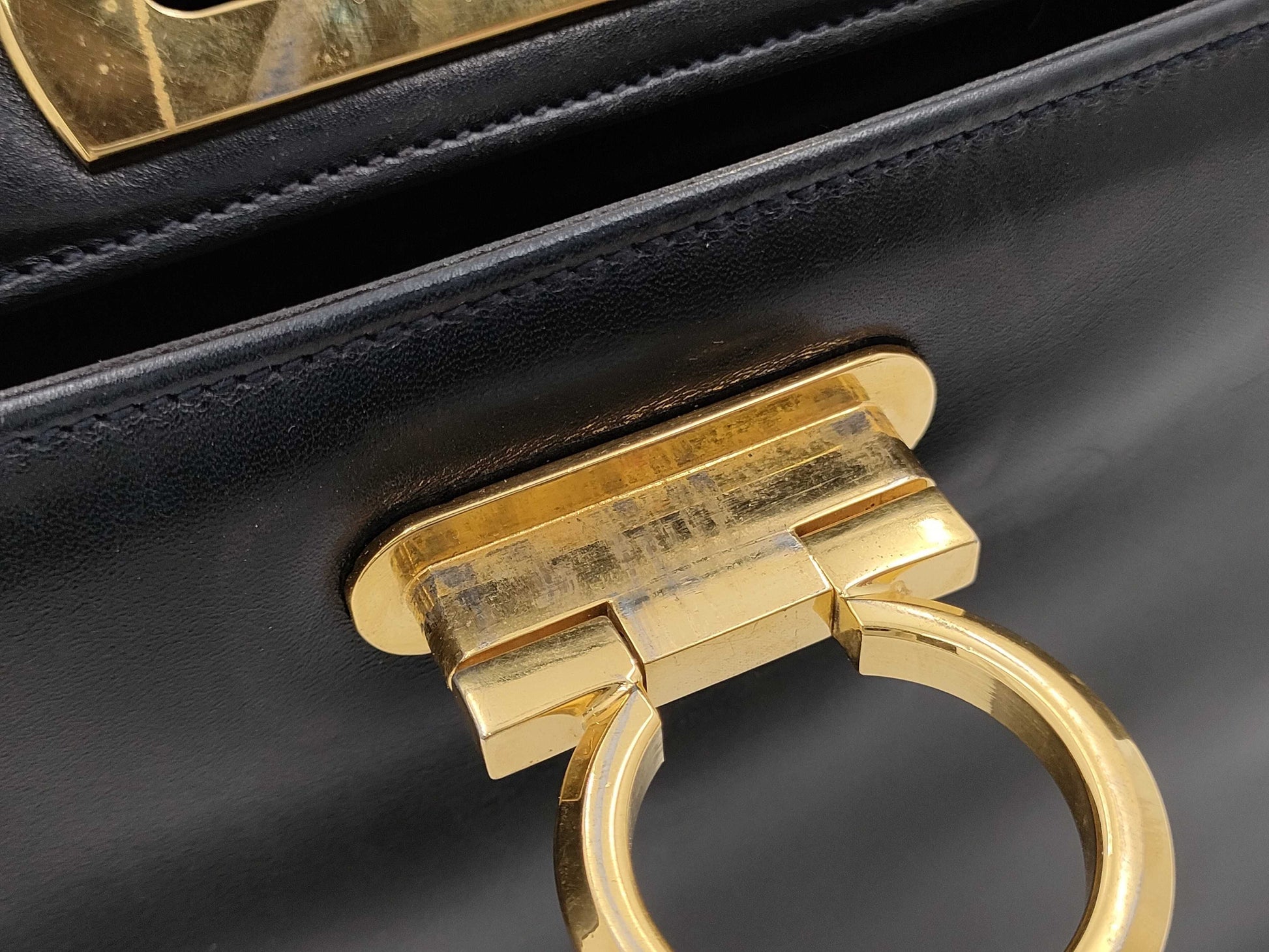 Salvatore Ferragamo Gancini black leather handbag