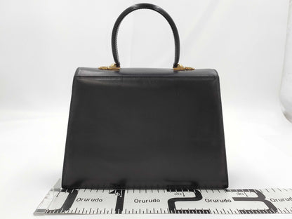 Salvatore Ferragamo Gancini Leather Handbag, Black, 2-Way