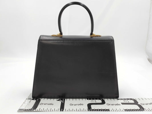 Salvatore Ferragamo Gancini Leather Handbag, Black, 2-Way