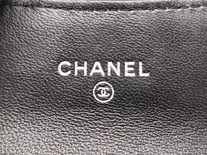 CHANEL Classic Mini Chain Wallet Matelasse, Black, Lambskin, AP0238, Size 30