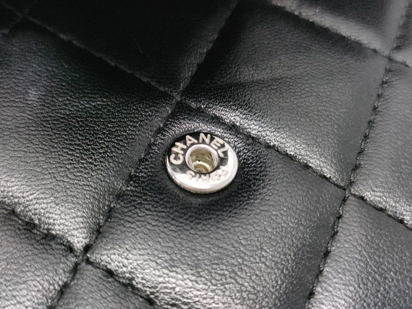CHANEL Classic Mini Chain Wallet Matelasse, Black, Lambskin, AP0238, Size 30