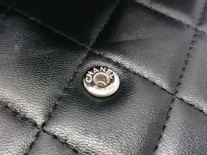 CHANEL Classic Mini Chain Wallet Matelasse, Black, Lambskin, AP0238, Size 30