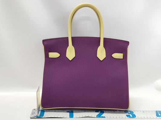 HERMES Birkin 30 Personal Order, Epsom Leather, Anemone, Jaune Poussin, Silver Hardware, T-Stamp, Handbag
