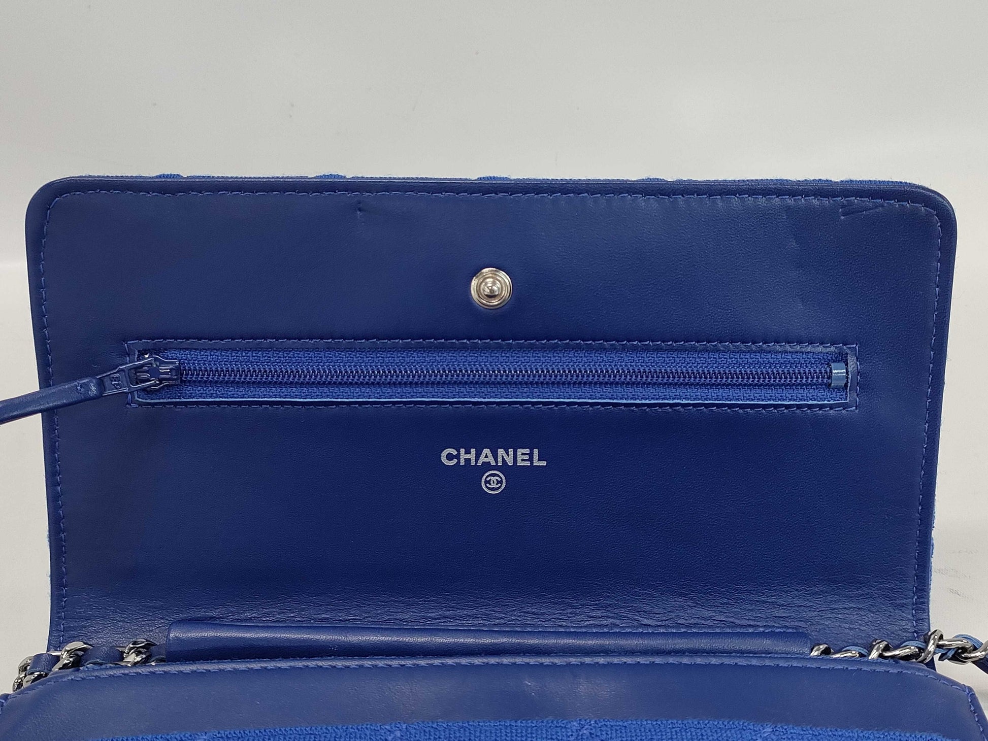 CHANEL Chain Wallet 2.55 Matelasse Cotton Blue Silver Hardware 18 Series with Sticker and Card Included Shoulder Bag