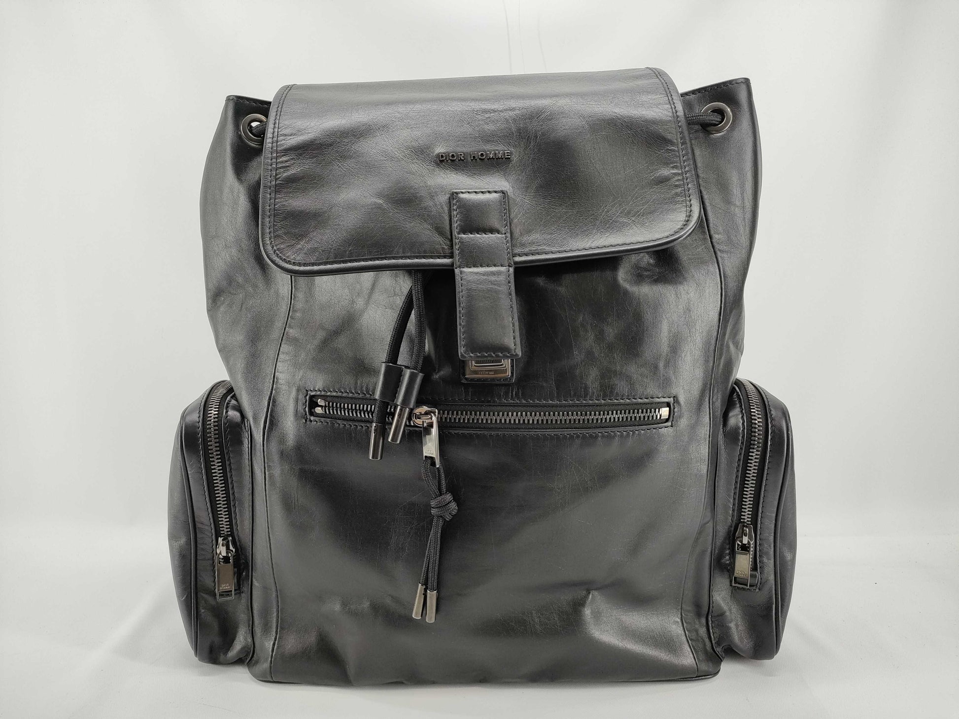 Dior Backpack in Black Calfskin with Silver Hardware