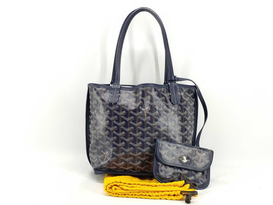 GOYARD Ange Mini Herringbone Navy Tote Bag