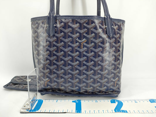 GOYARD Ange Mini Herringbone Navy Tote Bag