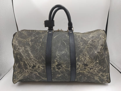 LOUIS VUITTON Damier Carbon Keepall 45 N41415 DU4130 Microfiber Noir Boston Bag with Poignier