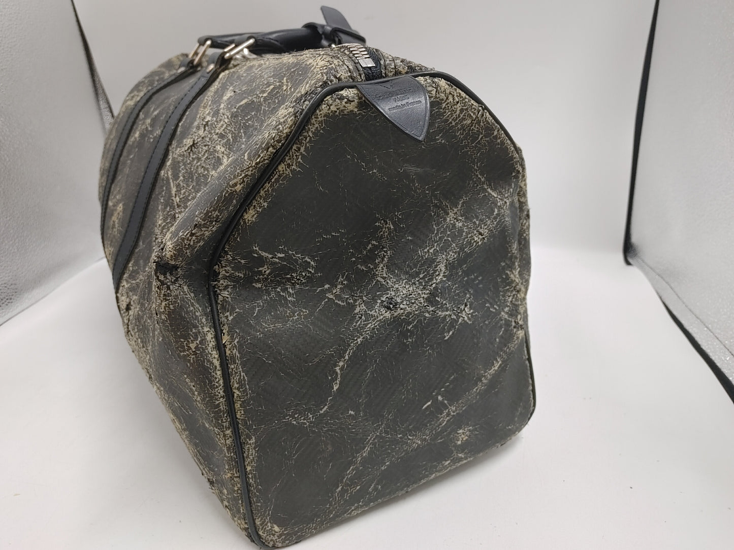 LOUIS VUITTON Damier Carbon Keepall 45 N41415 DU4130 Microfiber Noir Boston Bag with Poignier