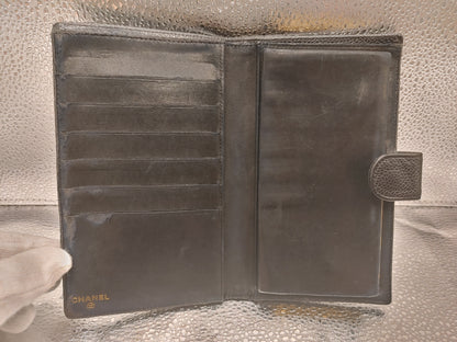 CHANEL Coco Mark Bifold Long Wallet with Seal, 6094776, Black Caviar Skin, with Certificate of Authenticity and Box