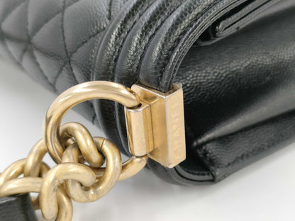 CHANEL Boy Chanel Caviar Skin Black GP 26 Series Shoulder Bag