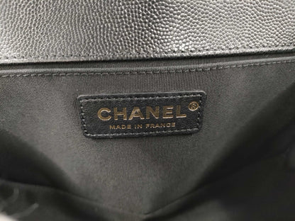CHANEL Boy Chanel Caviar Skin Black GP 26 Series Shoulder Bag