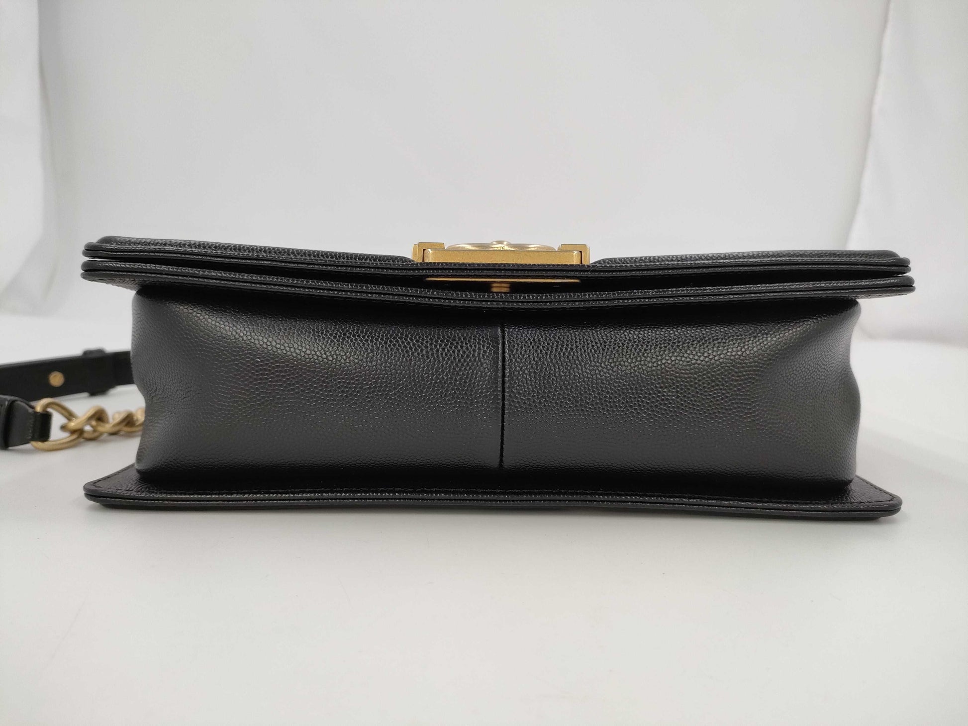 CHANEL Boy Chanel Caviar Skin Black GP 26 Series Shoulder Bag