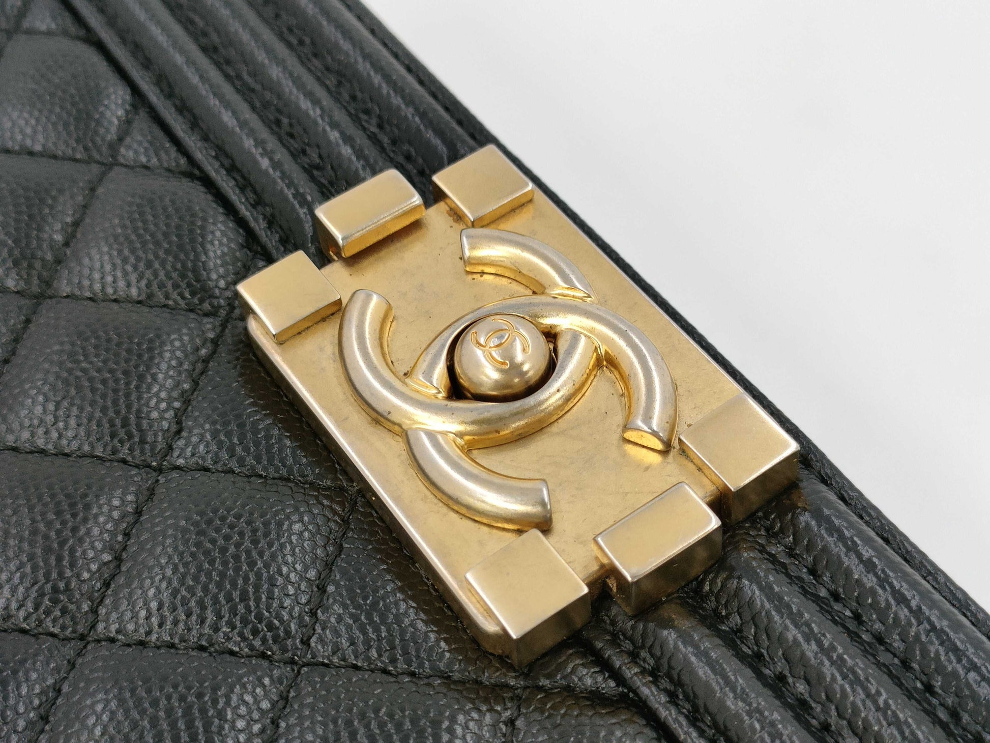 CHANEL Boy Chanel Caviar Skin Black GP 26 Series Shoulder Bag