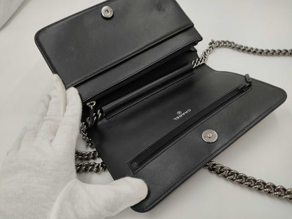 CHANEL Boy Chanel Caviar Skin Chain Wallet with Random Plate Shoulder Bag