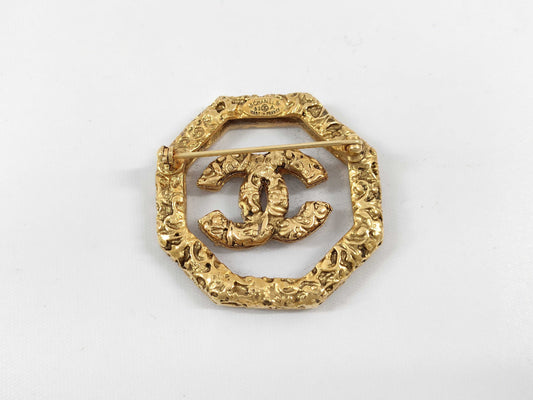 CHANEL Lava Coco Clear Octagon Brooch with Comments