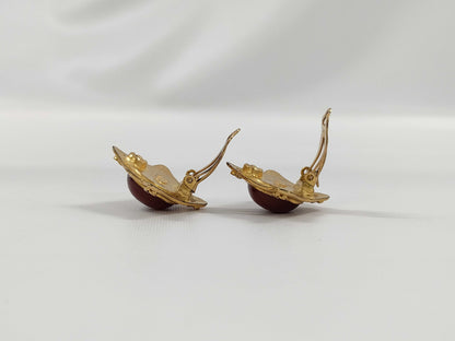 CHANEL Color Stone Coco Mark Earrings with Rice