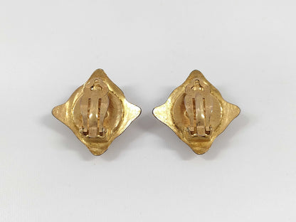 CHANEL Color Stone Coco Mark Earrings with Rice