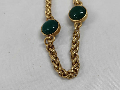 CHANEL Colored Stone Coco Mark Long Chain Necklace with Rice