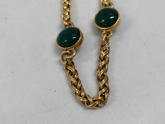 CHANEL Colored Stone Coco Mark Long Chain Necklace with Rice