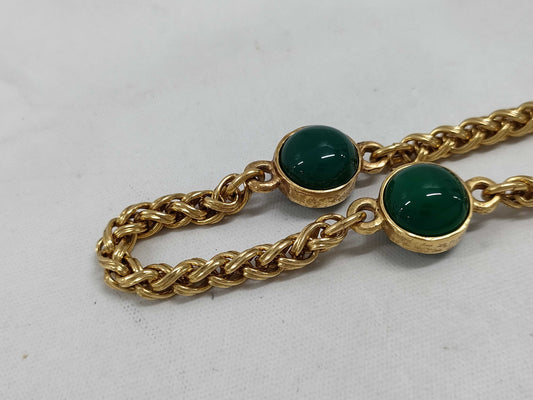 CHANEL Colored Stone Coco Mark Long Chain Necklace with Rice