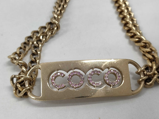 CHANEL COCO Mark COCO Logo Rhinestone Chain Belt with Rice