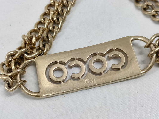 CHANEL COCO Mark COCO Logo Rhinestone Chain Belt with Rice