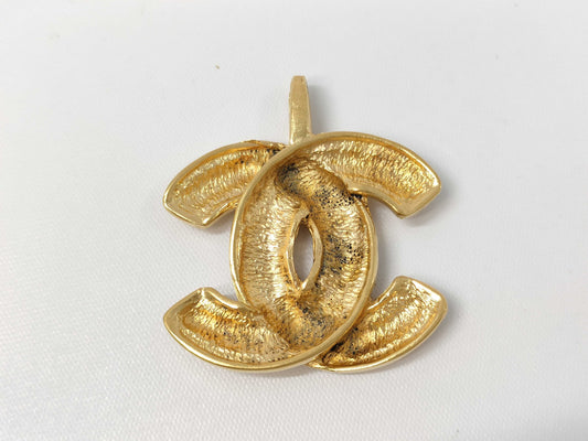CHANEL Coco Mark Matelasse Pendant Necklace Top GP Pendant Top