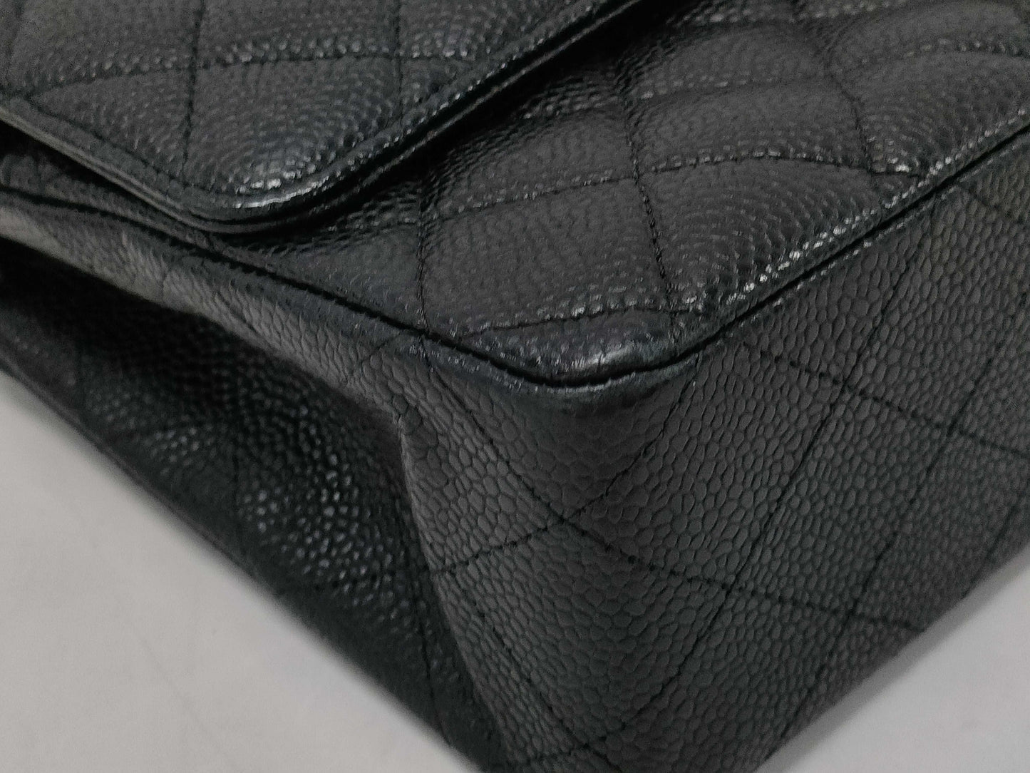 CHANEL Double Flap Caviar Chain Shoulder Bag with Silver Hardware, No. 15