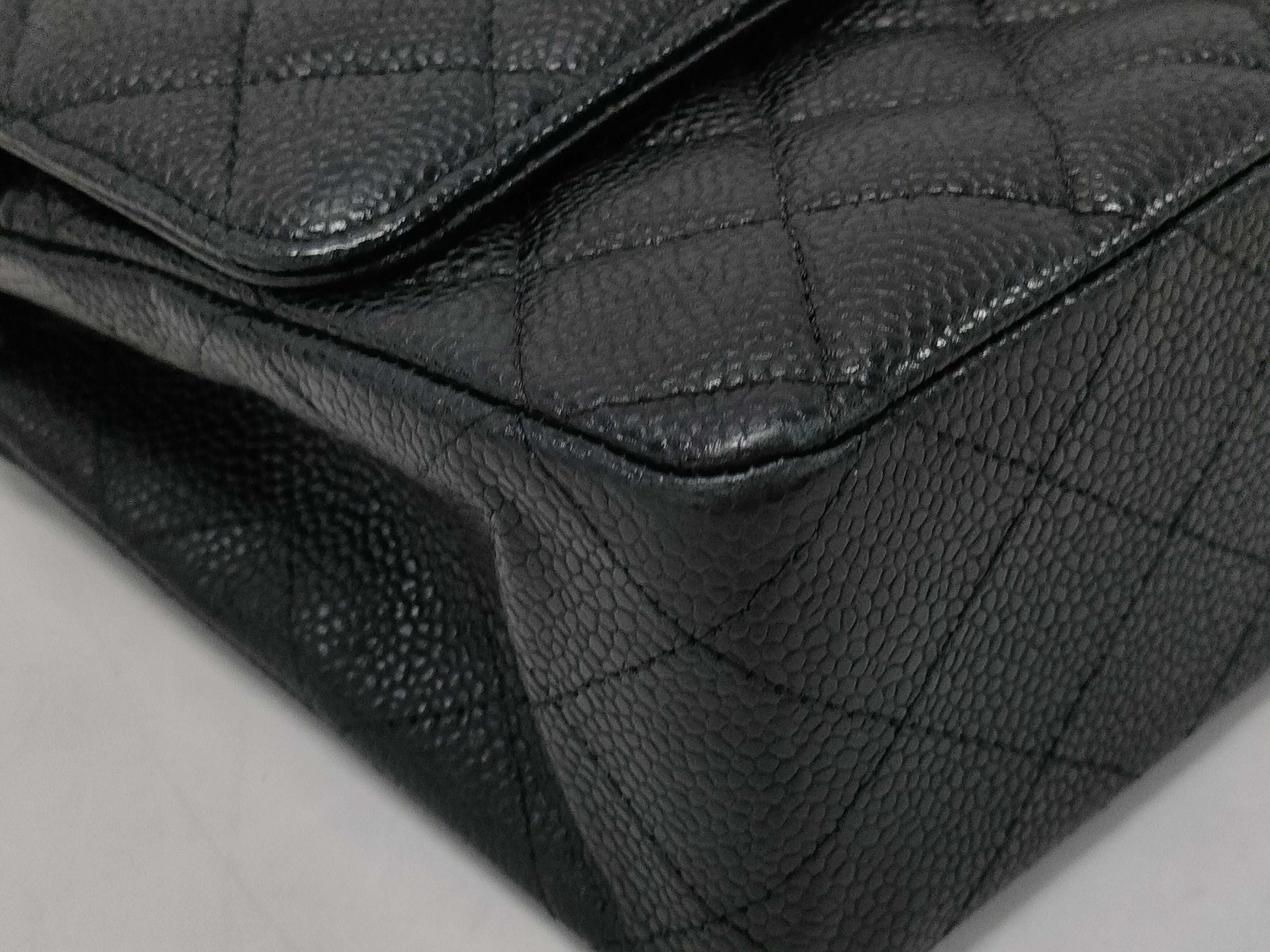 CHANEL Double Flap Caviar Chain Shoulder Bag with Silver Hardware, No. 15