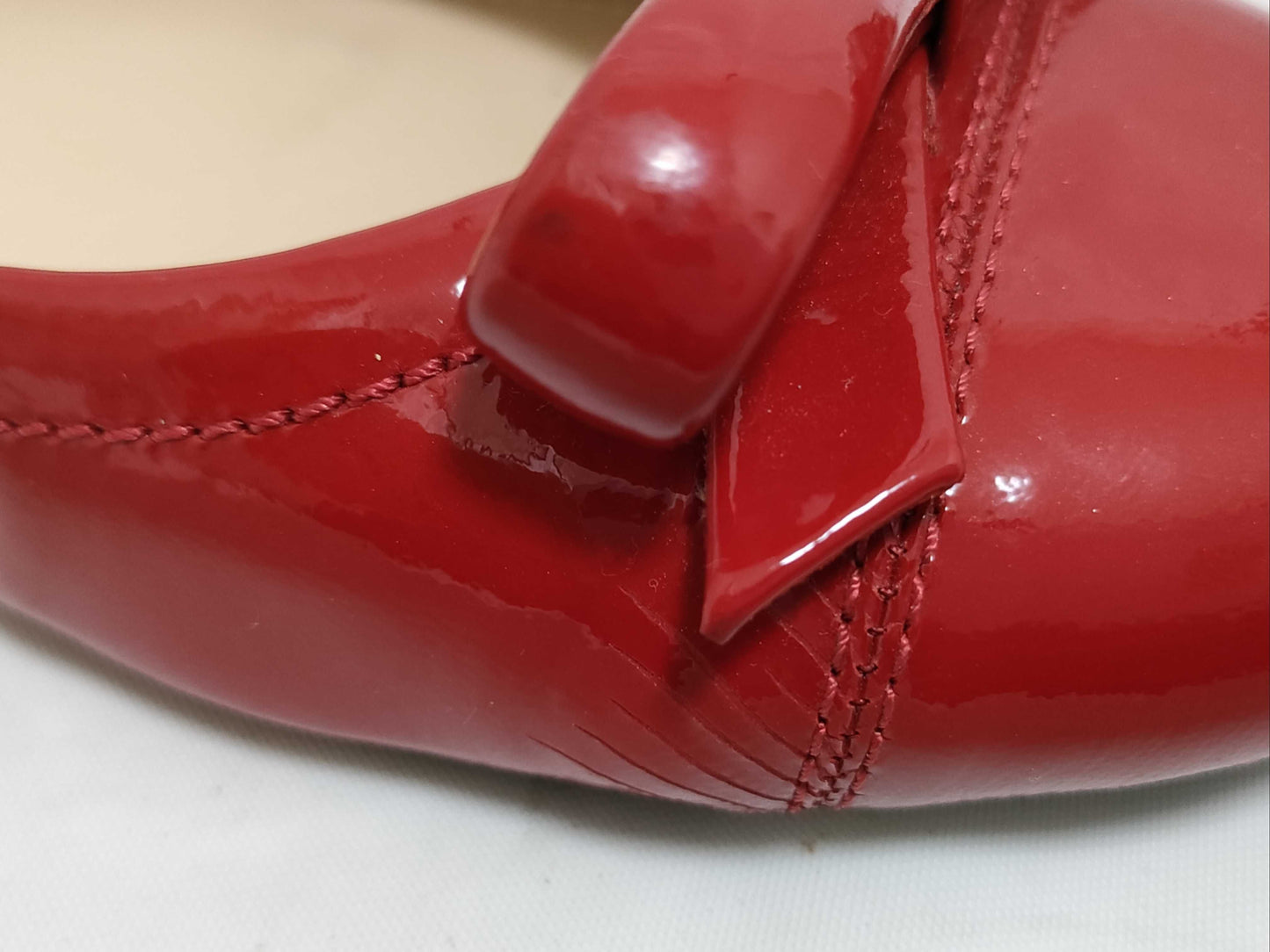 PRADA Prada enamel flat shoes red pumps