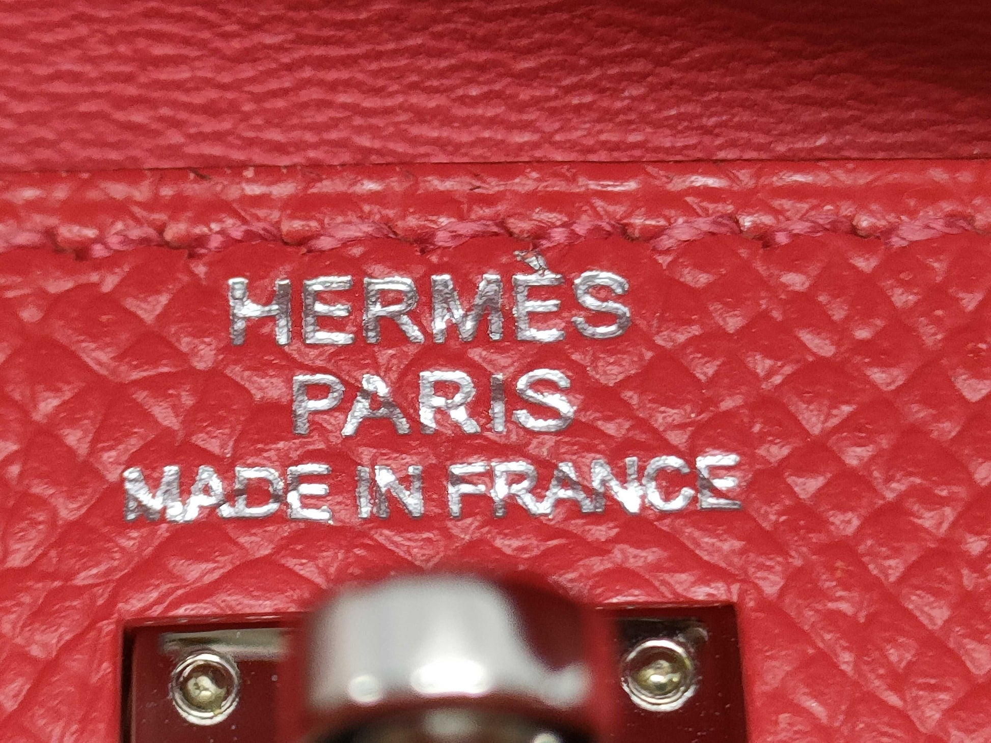 HERMES Kelly Mini Mini Kelly 15 Shoulder Bag in Epsom Leather, Rouge Kazak Leather, Silver Hardware