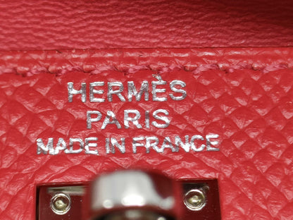 HERMES Kelly Mini Mini Kelly 15 Shoulder Bag in Epsom Leather, Rouge Kazak Leather, Silver Hardware