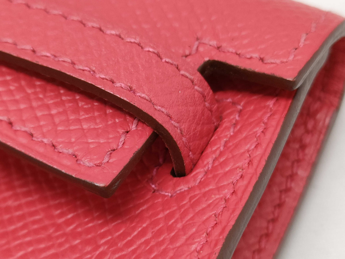 HERMES Kelly Mini Mini Kelly 15 Shoulder Bag in Epsom Leather, Rouge Kazak Leather, Silver Hardware