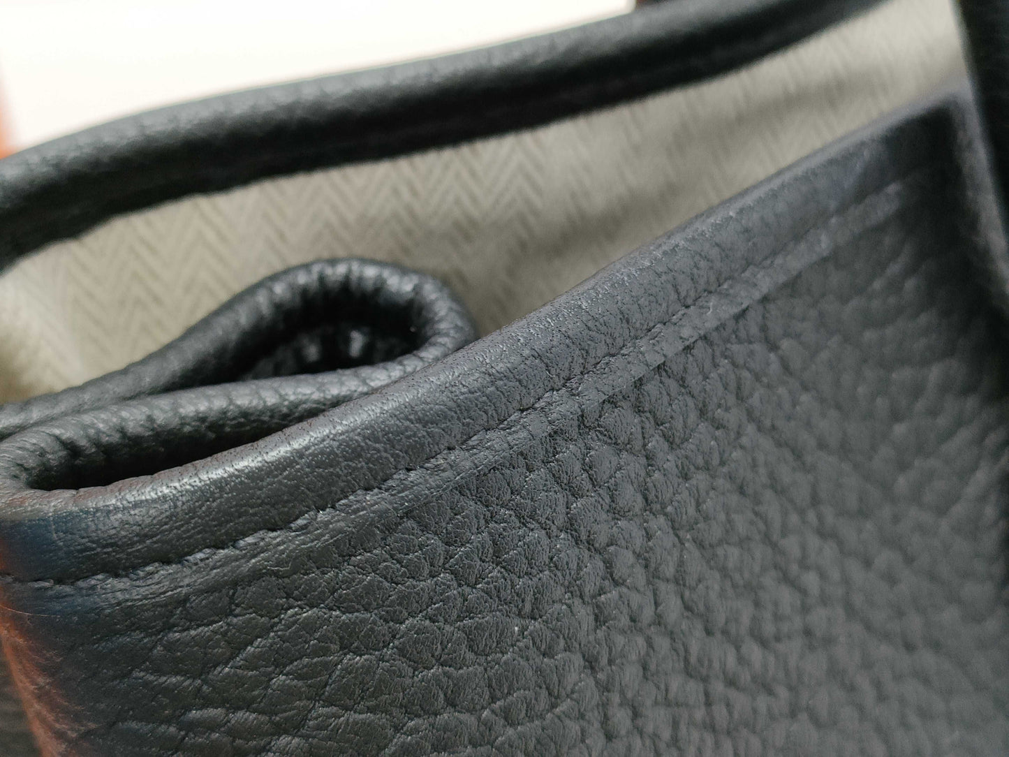 HERMES Garden Party TPM Negonda Handbag in Black with Silver Hardware and B Stamp