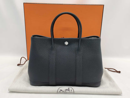 HERMES Garden Party TPM Negonda Handbag in Black with Silver Hardware and B Stamp