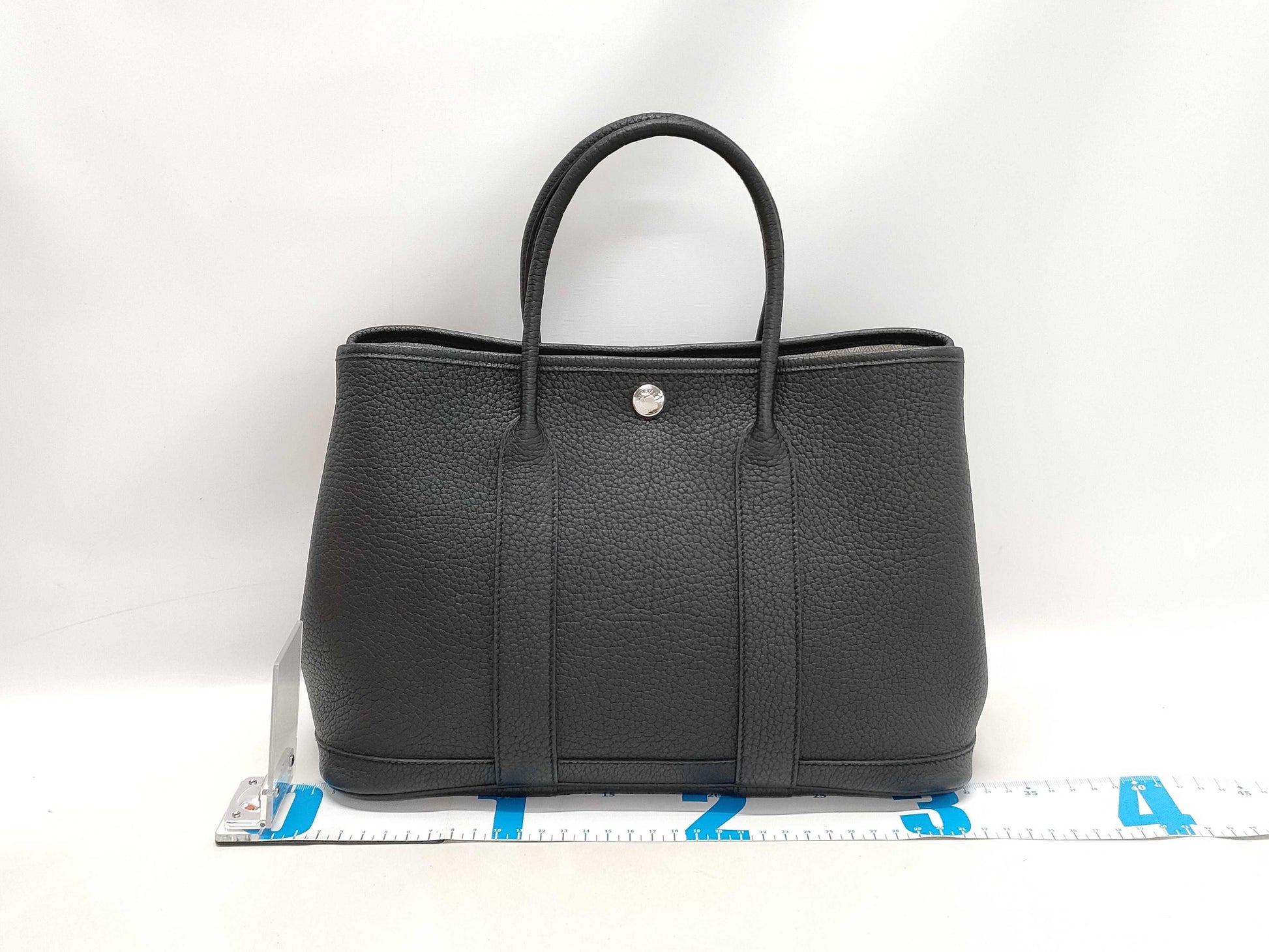 HERMES Garden Party TPM Negonda Handbag in Black with Silver Hardware and B Stamp