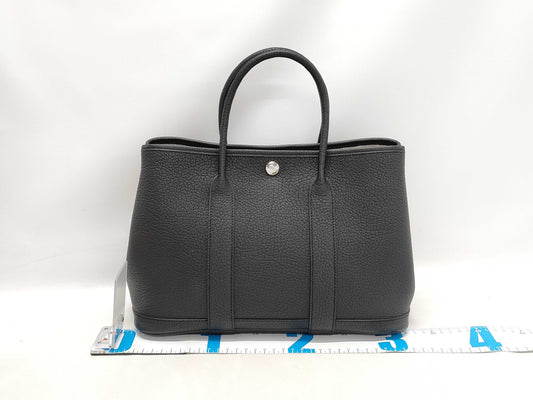 HERMES Garden Party TPM Negonda Handbag in Black with Silver Hardware and B Stamp