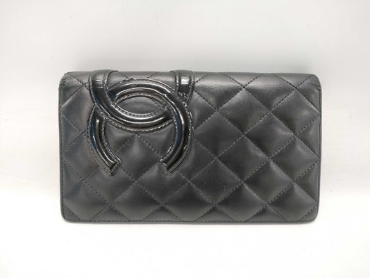 CHANEL Cambon Bifold Wallet with Coco Mark Patent, Black and Pink, 14th Series