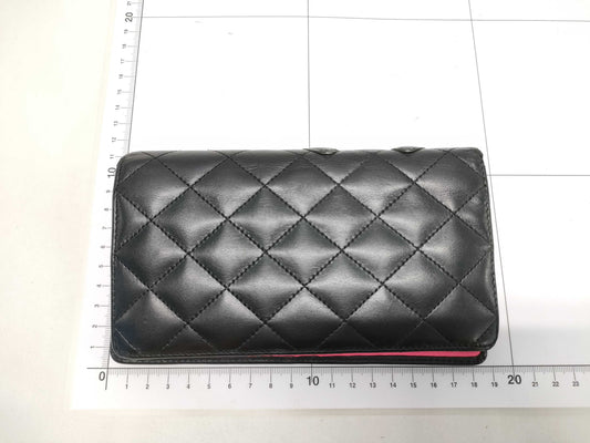 CHANEL Cambon Bifold Wallet with Coco Mark Patent, Black and Pink, 14th Series