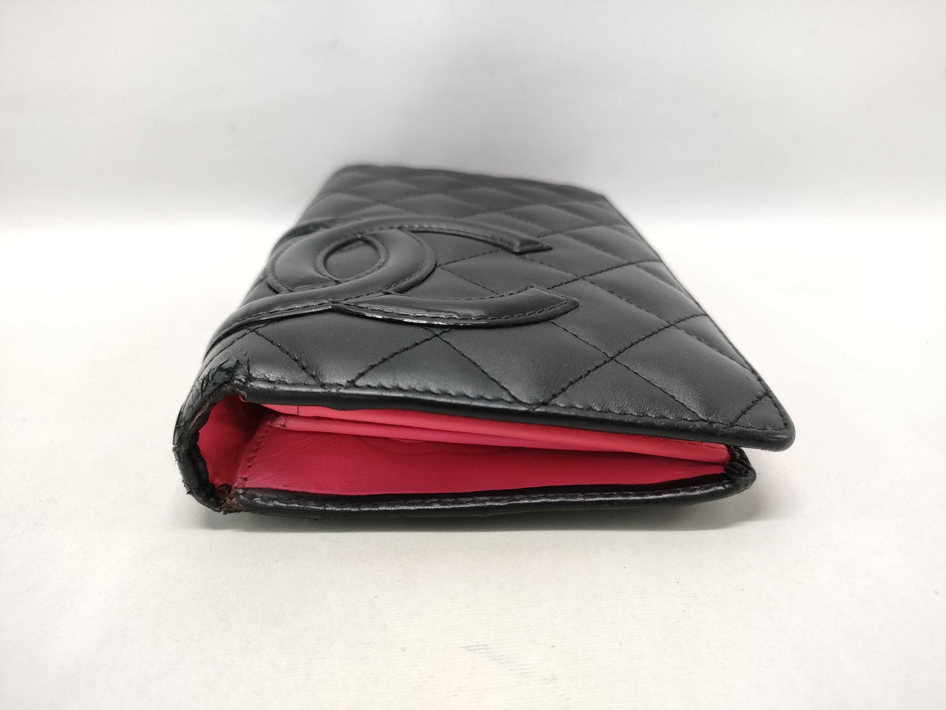 CHANEL Cambon Bifold Wallet with Coco Mark Patent, Black and Pink, 14th Series