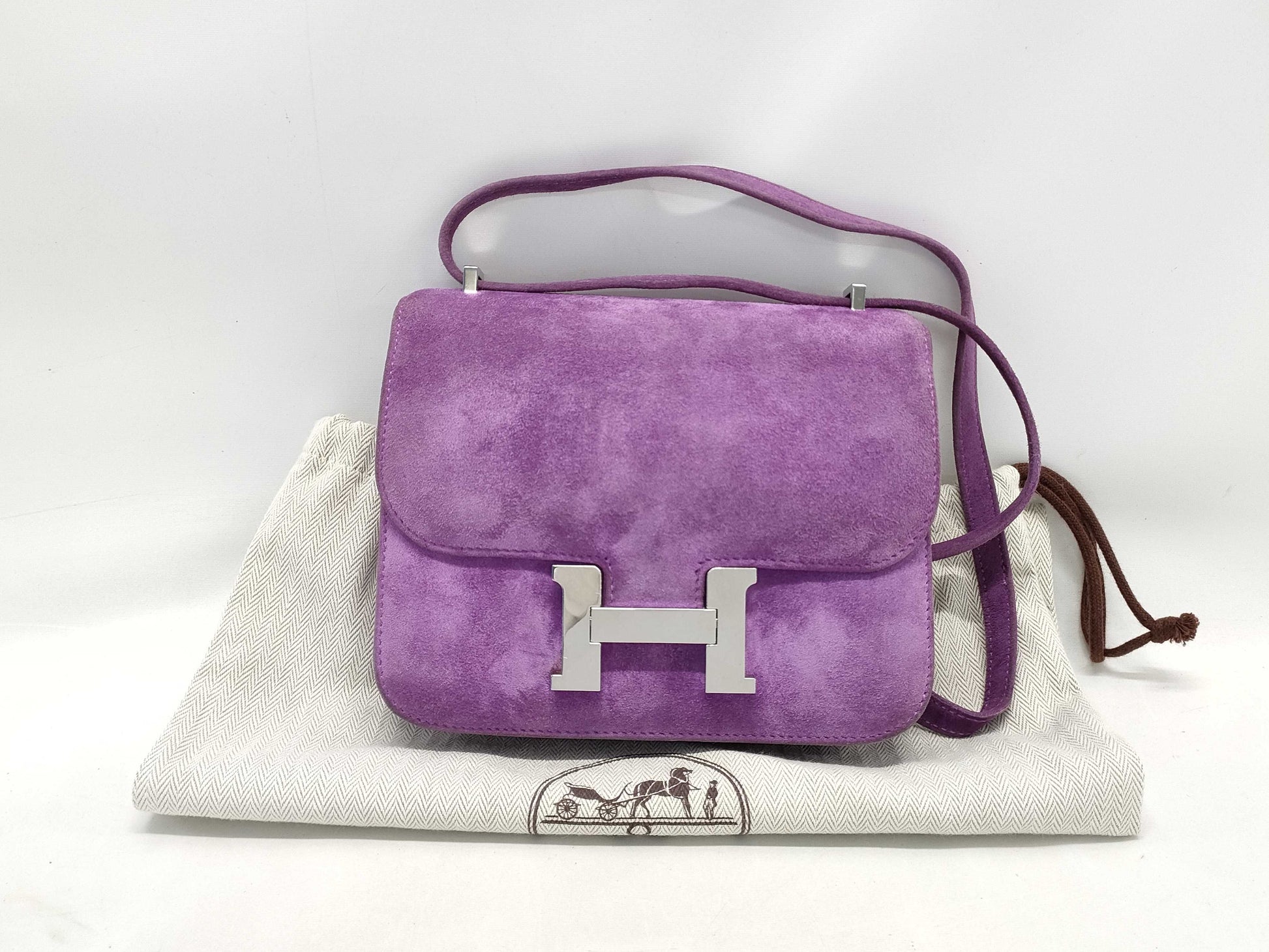 HERMES Constance Mini Dobris Anemone Shoulder Bag with Silver Hardware and Z Stamp