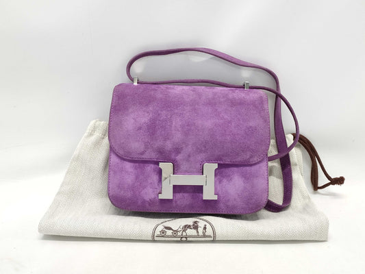 HERMES Constance Mini Dobris Anemone Shoulder Bag with Silver Hardware and Z Stamp