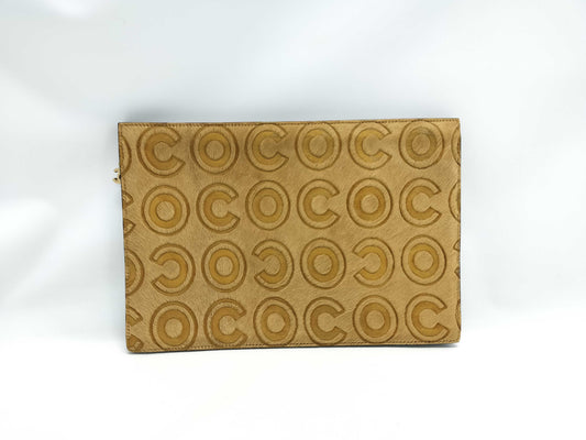 CHANEL Harako CO Mark Clutch Bag Beige Purple No. 6 Pouch